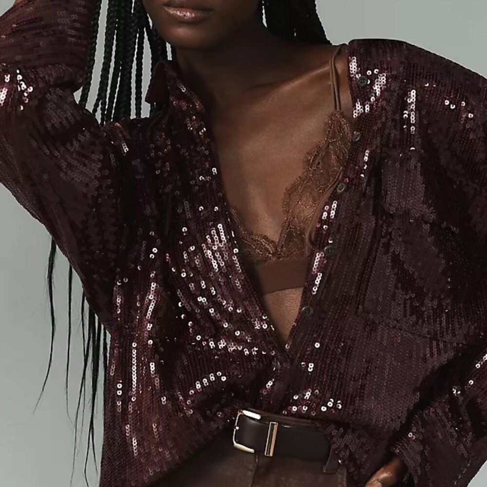 Pilcro Sequin Buttondown Shirt